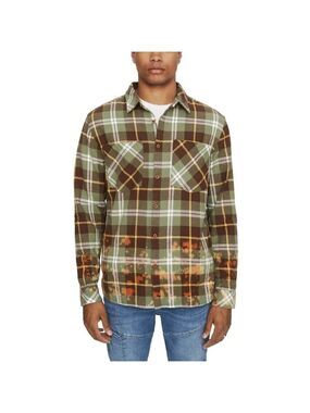 ELEVEN Paris Mens BNWOT Plaid "Deep Lichen" Green Flannel Shirt Button Up